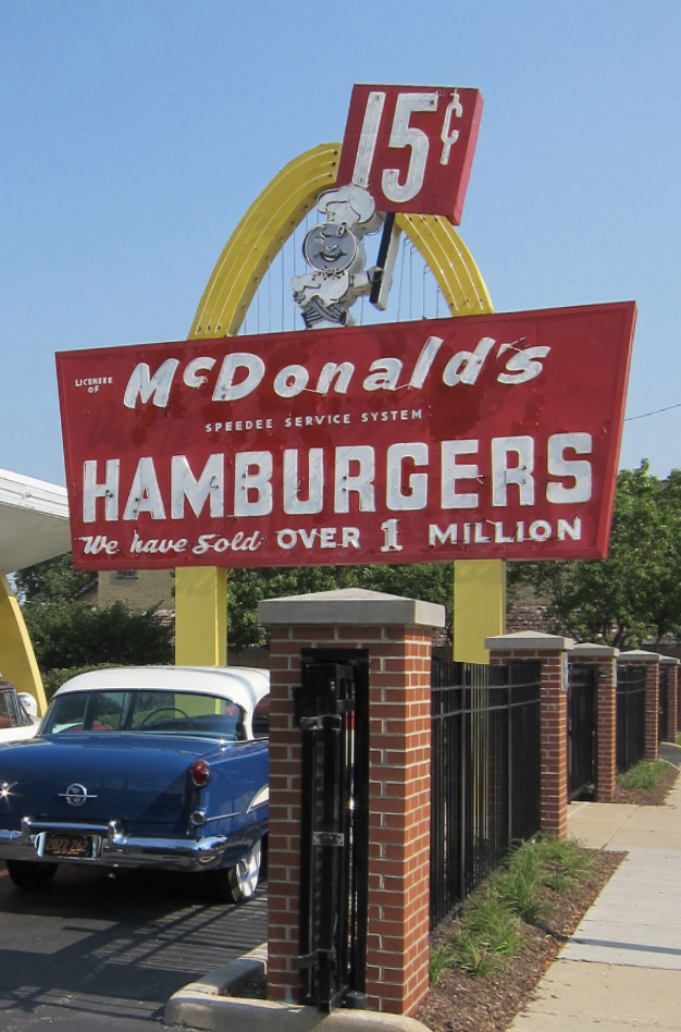 Picture of the the signage for the first McDonald's restarant.